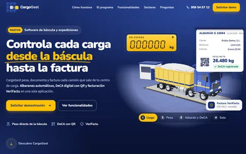 Página de inicio de CargoGest