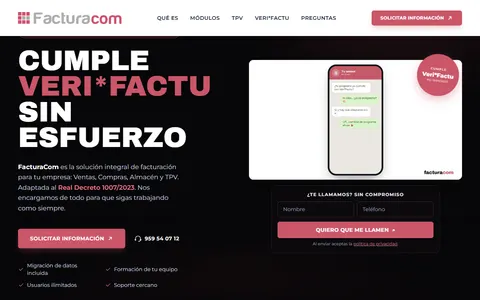 Página de inicio de Facturacom