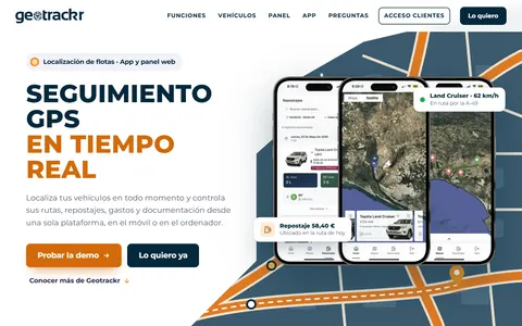Página de inicio de Geotrackr