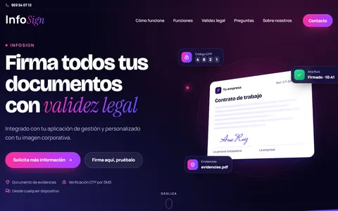 Página de inicio de InfoSign